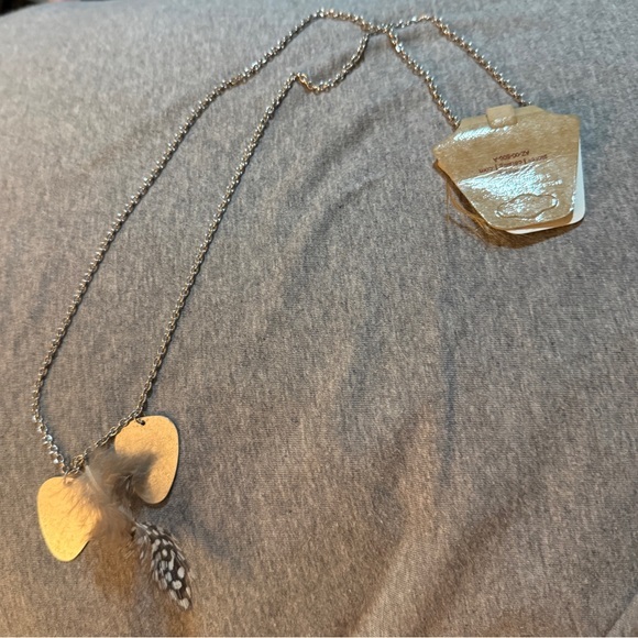 Jewelry - Arizona Jean Company Silver Double Heart  Feather Pendant Necklace NWT